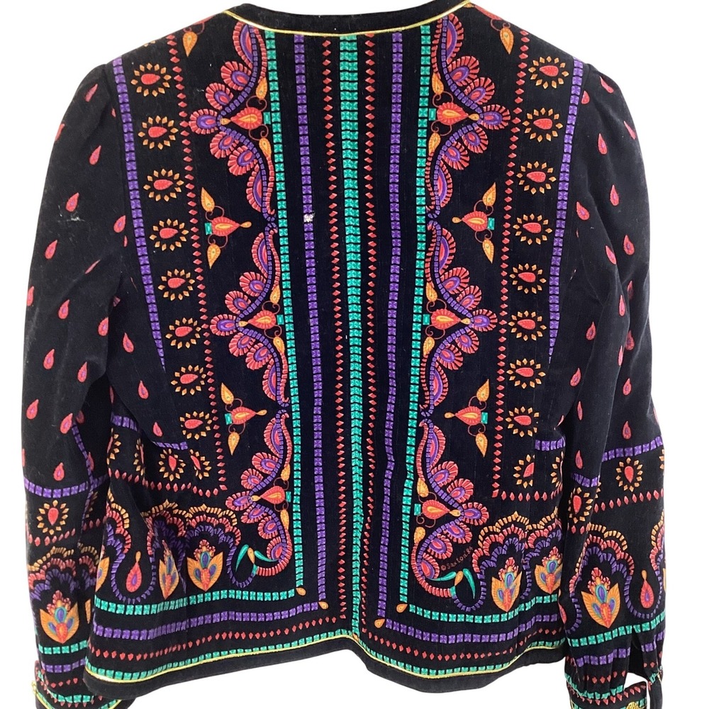 Saxton Hall Womens Black Velvet Jewel Tone Embellished Jacket Size 12 - Picture 2 of 14